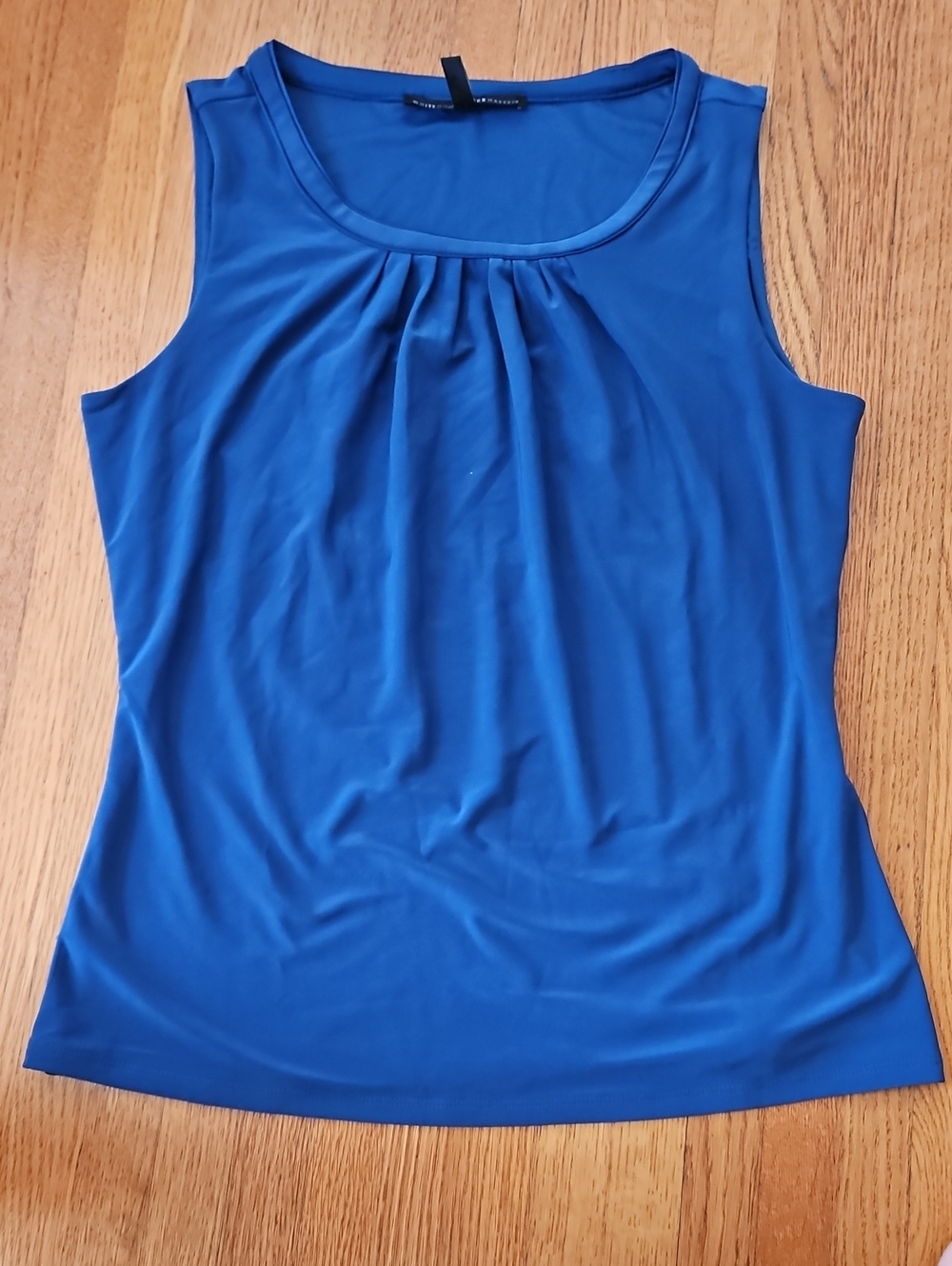 White House Black Market Teal Pleated Scoop Neck Camisole